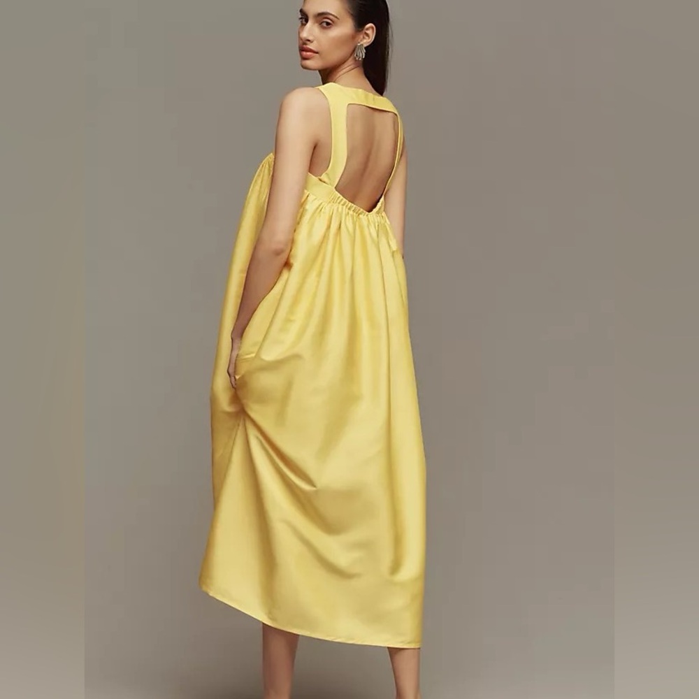 Pinnacle by Shruti Sancheti Square-Neck Babydoll Maxi Dress-Yellow-XS-NWT